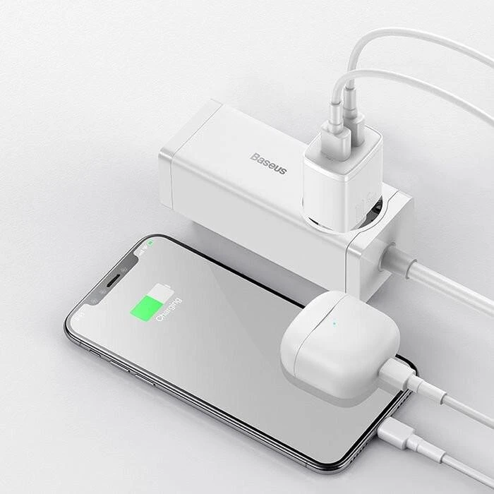 „Baseus“ kompaktiškas greitas įkroviklis, 2x USB, 10,5 W (baltas)