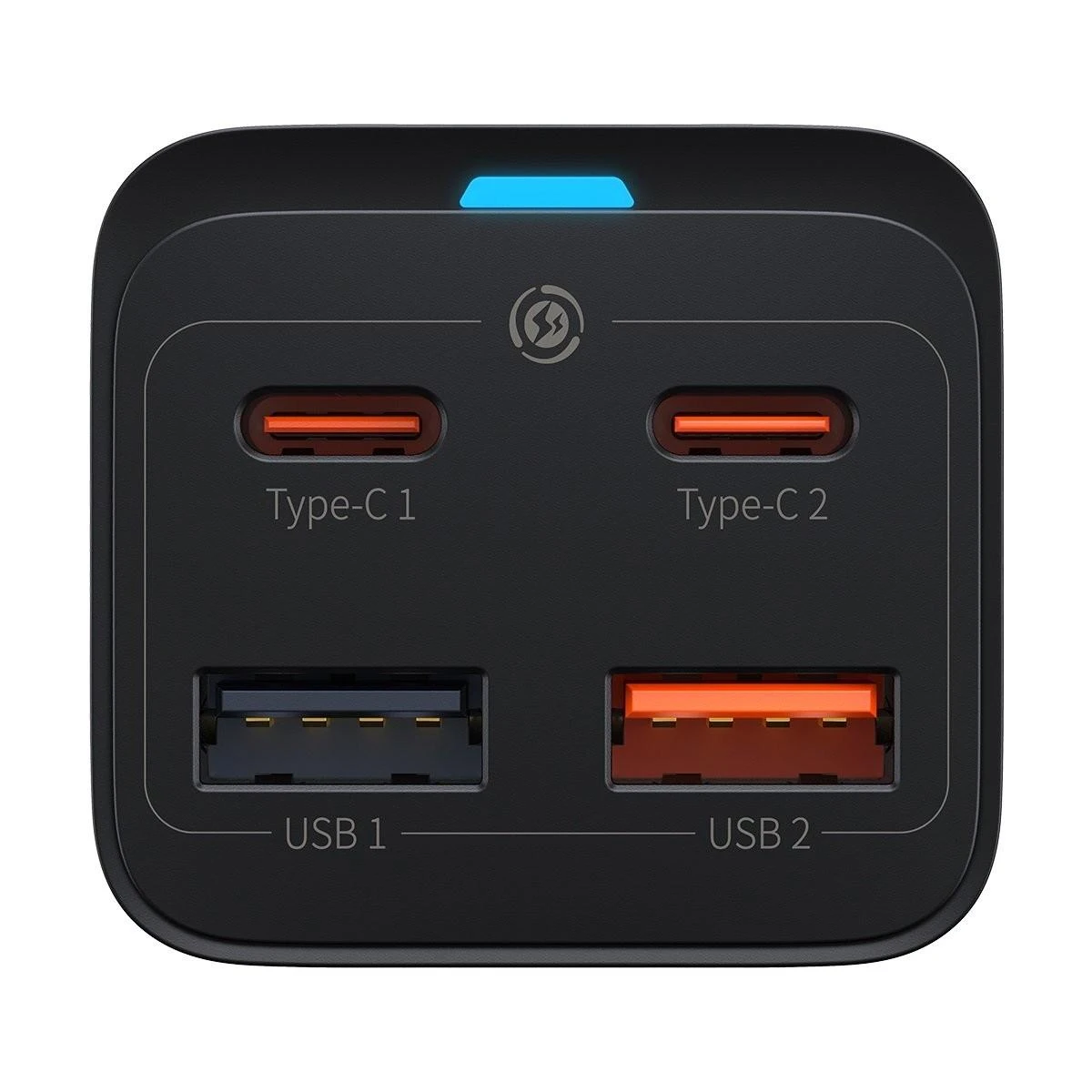 Baseus Sieninis įkroviklis GaN3 Pro 65W 2xUSB + 2xUSB-C QC4+ PD3.0 su USB-C 1.5m laidu, juodas