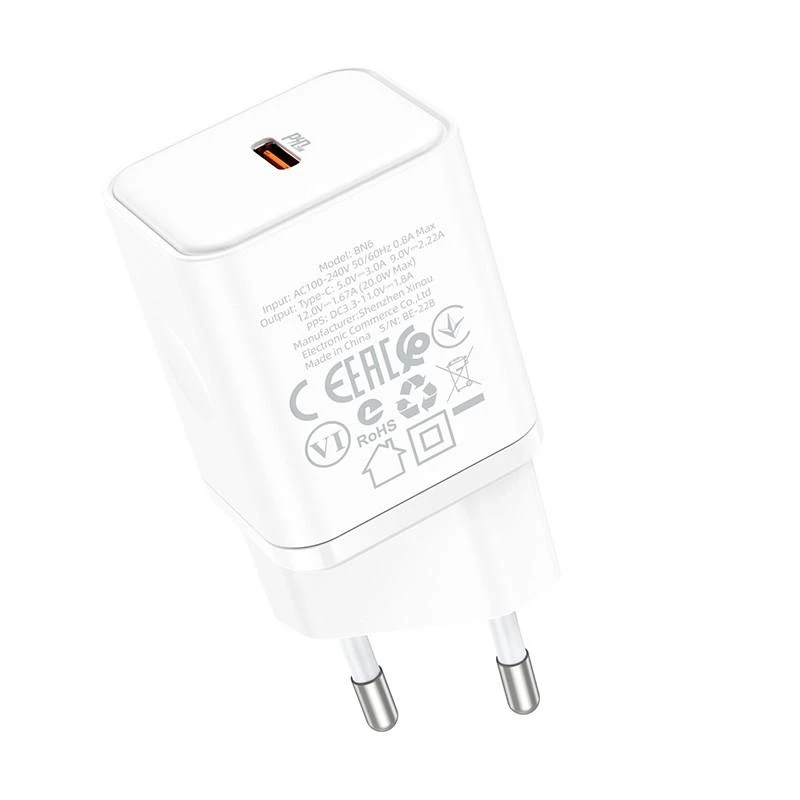 Įkroviklis Borofone BN6 20W USB-C baltas