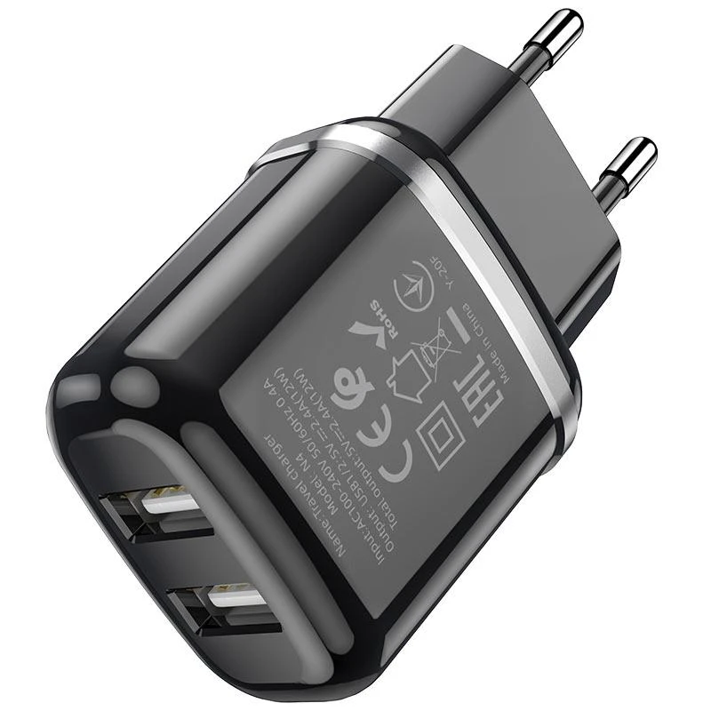 Usams Įkroviklis Hoco N4 12W 2xUSB-A juodas