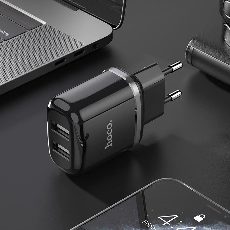 Usams Įkroviklis Hoco N4 12W 2xUSB-A juodas