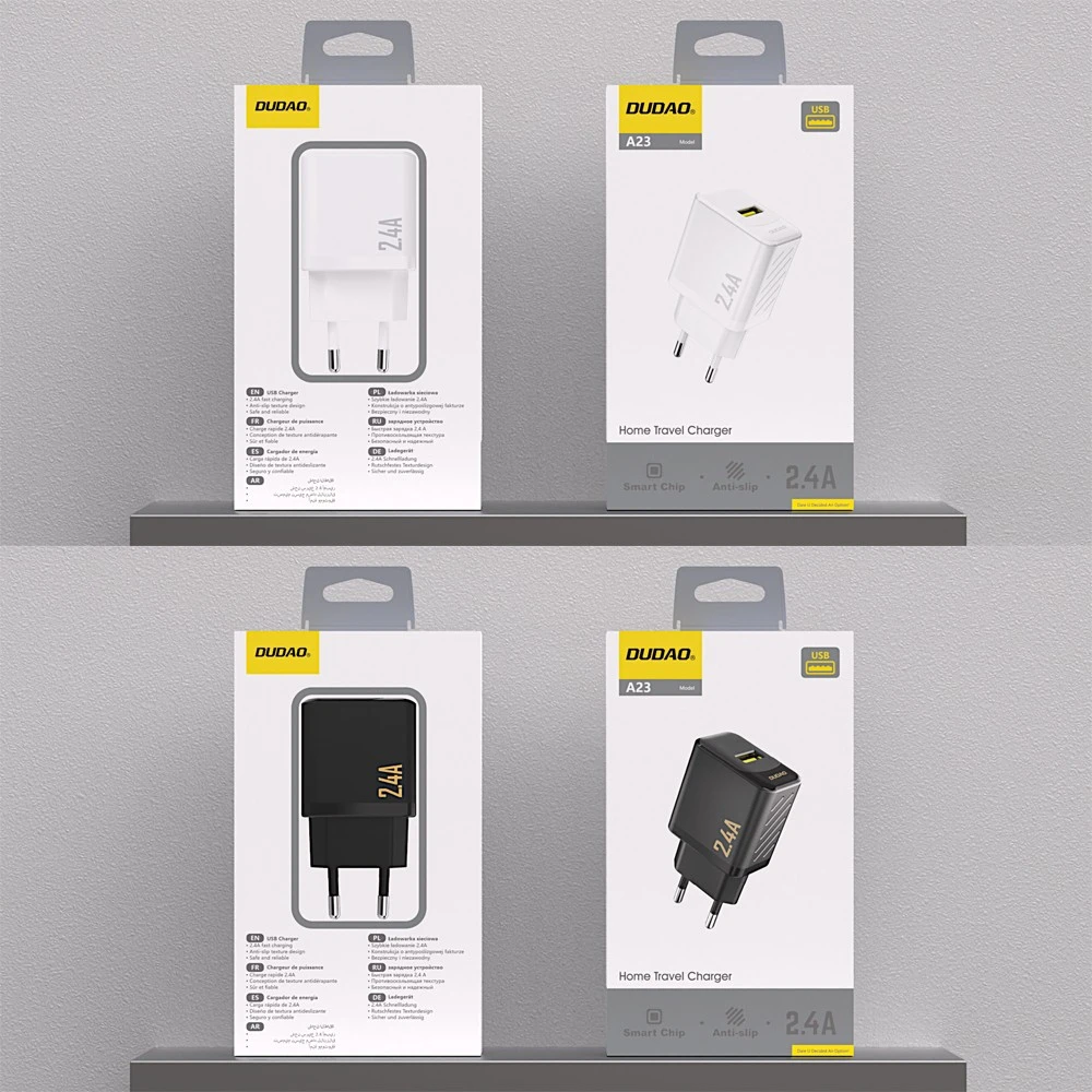 Dudao A23 2.4A USB-A įkroviklis – juodos spalvos