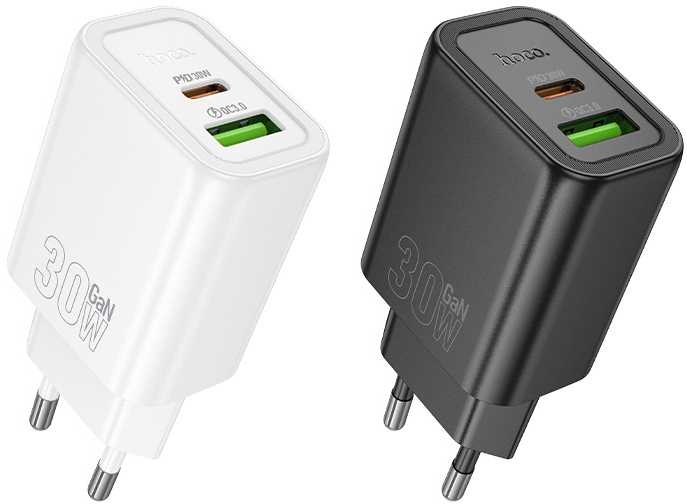 Įkroviklis Hoco N63 30W GaN USB-C/USB-A juodas