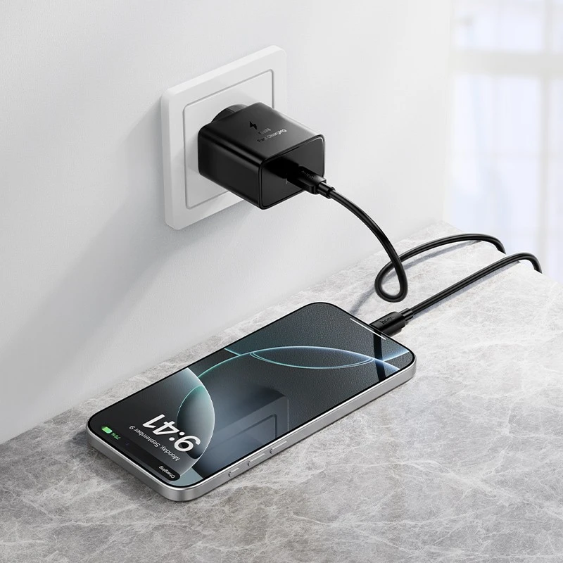 Įkroviklis Hoco N77 45W USB-C + USB-C to USB-C cable 1.0m juodas