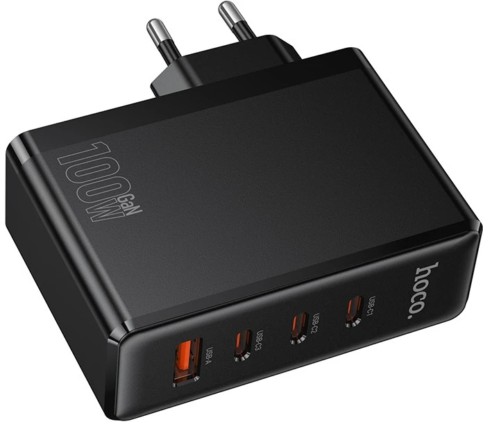 Įkroviklis Hoco N85 100W 3xUSB-C/USB-A juodas