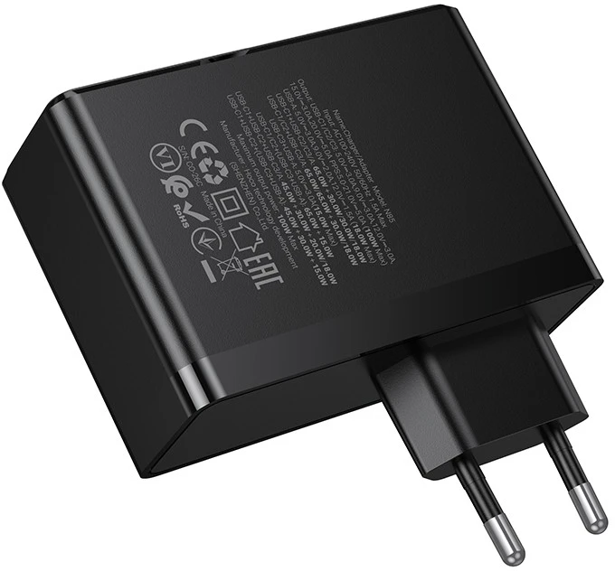 Įkroviklis Hoco N85 100W 3xUSB-C/USB-A juodas