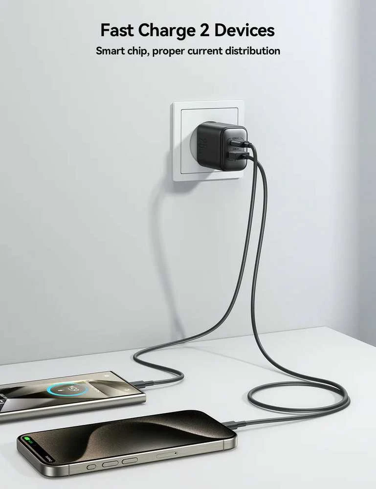 Įkroviklis Joyroom JR-TCF13 25W USB-C/USB-A juodas