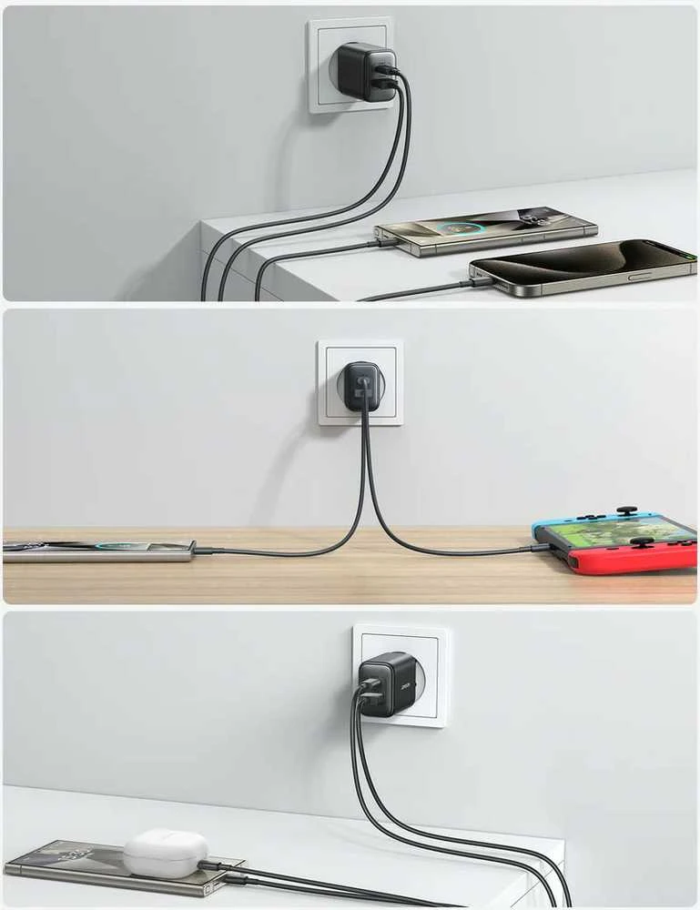 Įkroviklis Joyroom JR-TCF13 25W USB-C/USB-A juodas