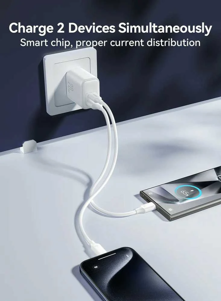 Įkroviklis Joyroom JR-TCF21 20W USB-C/USB-A baltas