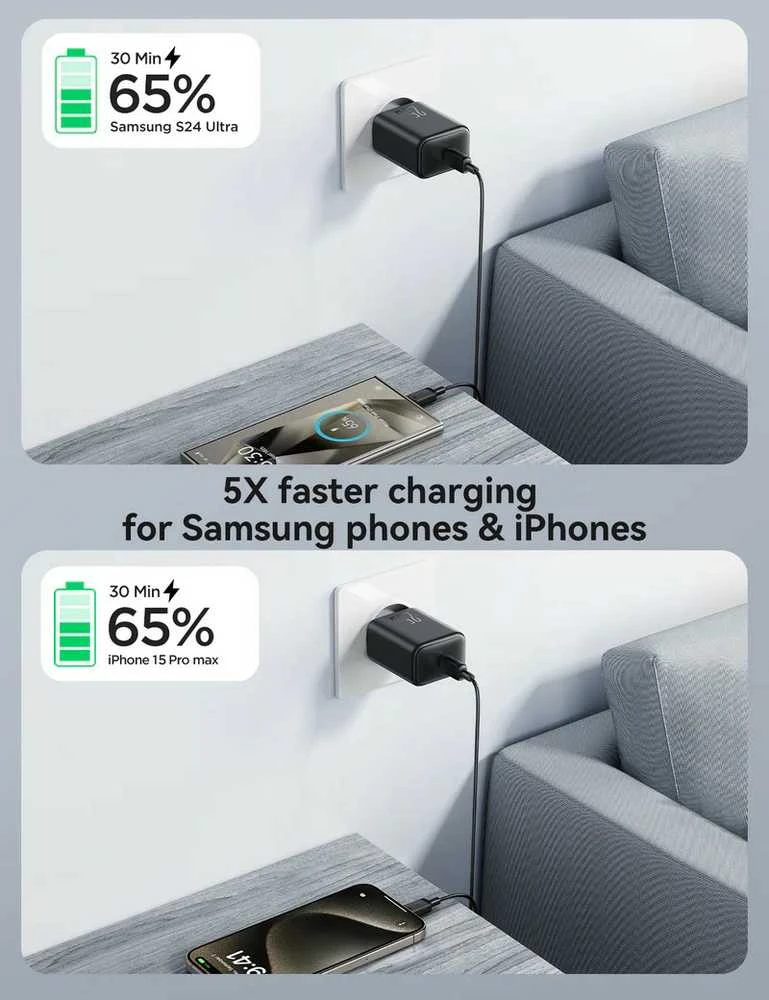 Įkroviklis Joyroom JR-TCF23 25W USB-C + USB-C to USB-C cable 1.0m juodas
