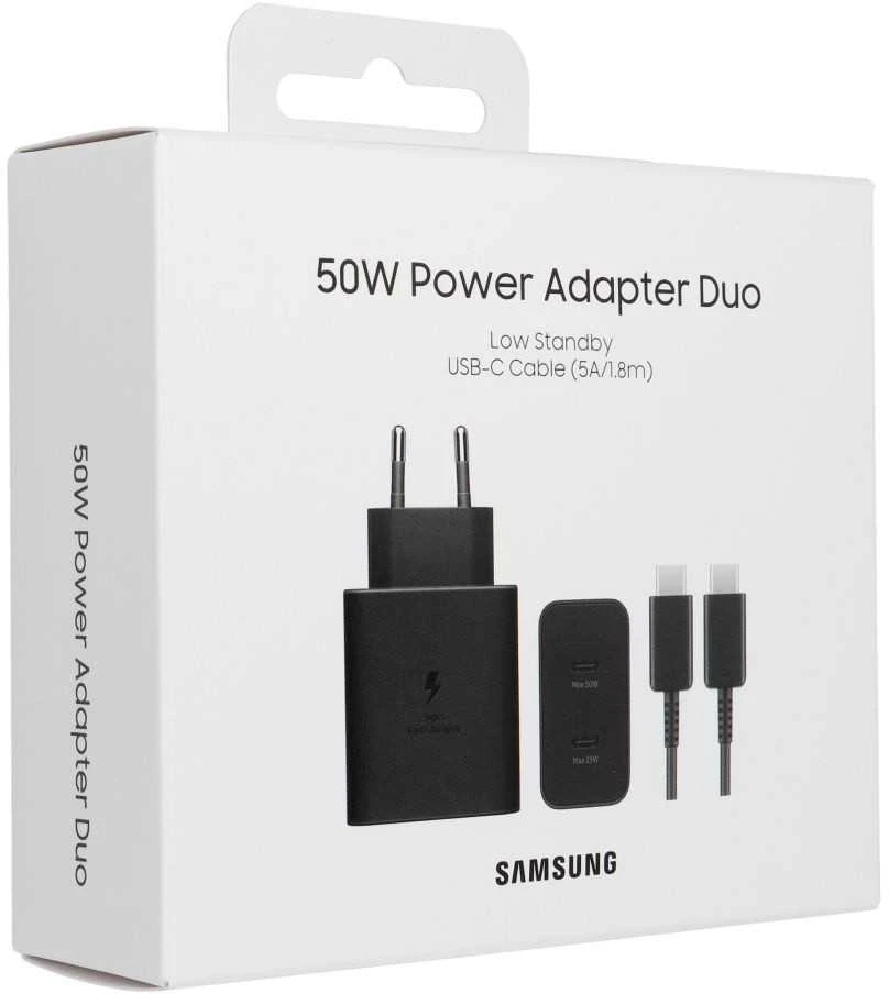 Samsung PD 50W Power Adapteris Duo (w/o cable) Type-Cx1, USBx1 (new) Juodas
