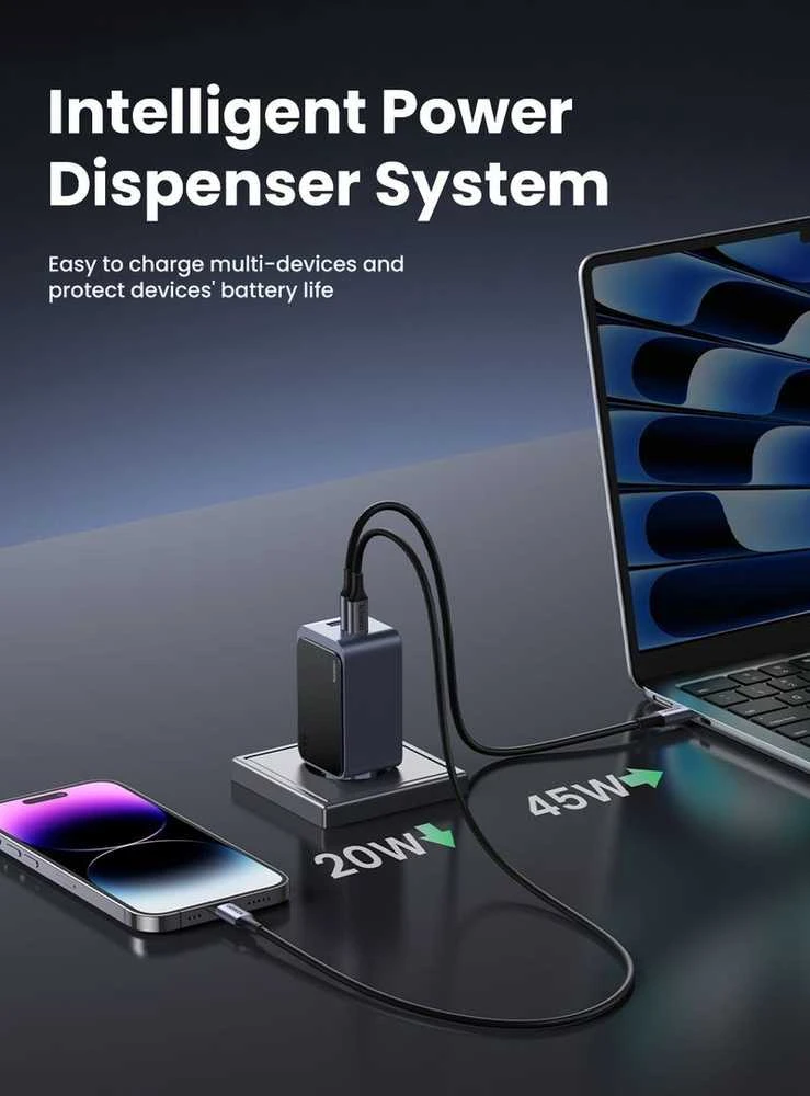 Įkroviklis Ugreen Nexode Air 65W, USB + 2x USB-C