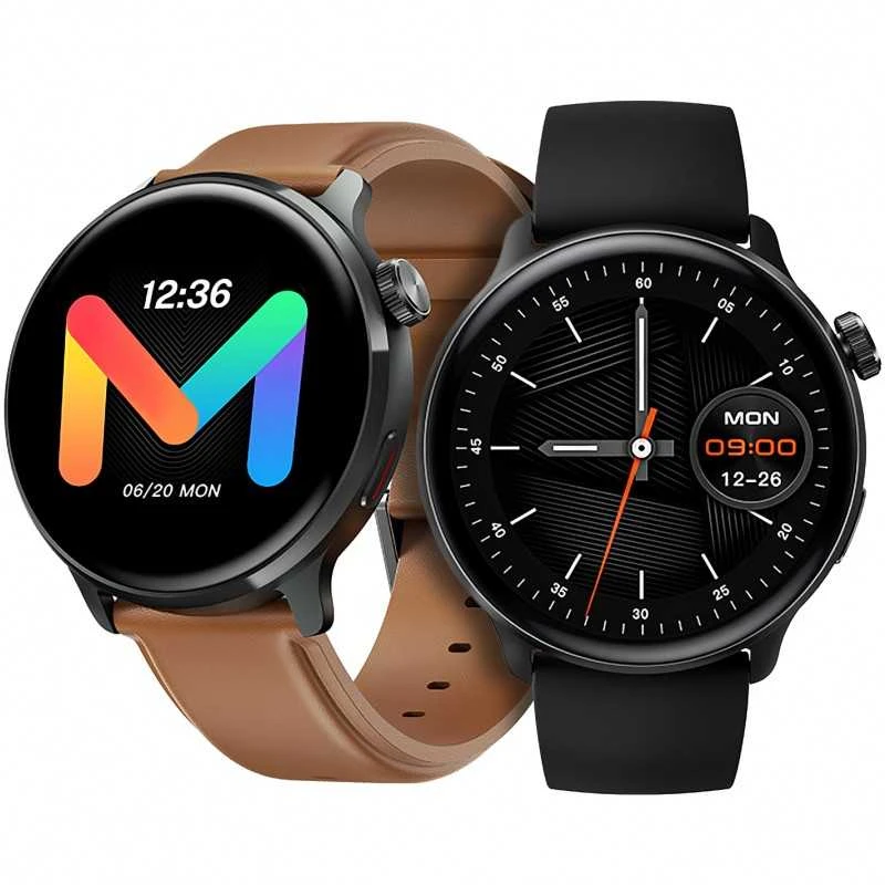 Išmanusis laikrodis Mibro Watch Lite 2, Juodos spalvos korpusas ir du dirželiai komplektacijoje - rudos spalvos odinis ir juodos spalvos silikoninis