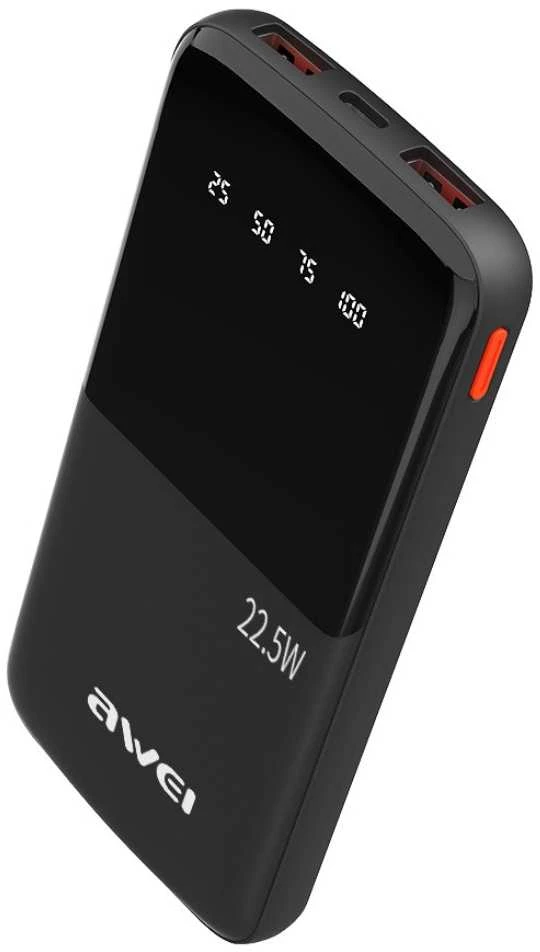 Išorinė baterija Power Bank Awei P10K 22.5W 10000mAh juoda