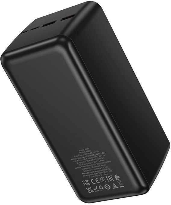 Borofone Power Bank 50000mAh BJ80C Clever – 2xUSB + Type C – QC 3.0 22,5W PD 20W juodos spalvos