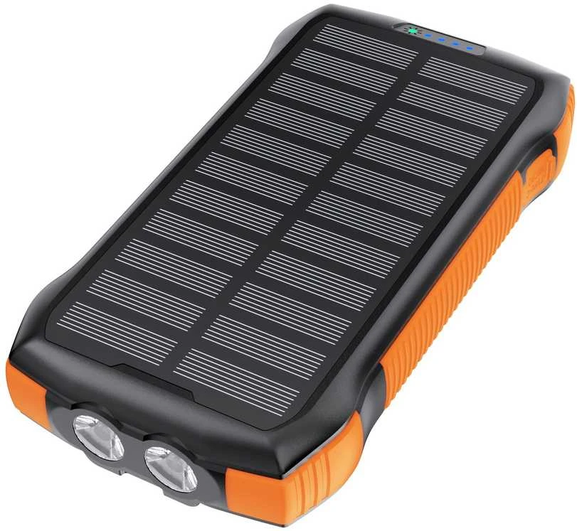 Choetech B567 saulės energijos blokas su indukciniu įkrovimu 3x USB 20000mAh 20W / QC 18W / Qi 10W (juodai oranžinė)