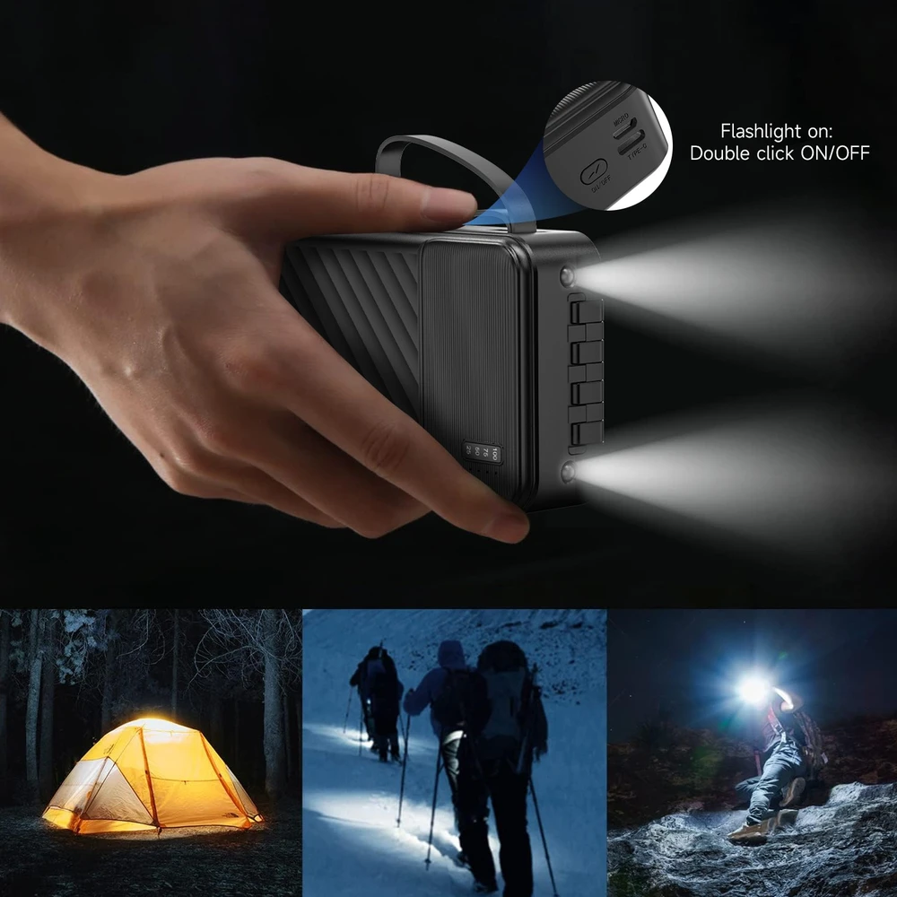 Dudao K11 Pro 20000mAh Powerbank su integruotais kabeliais – juodos spalvos