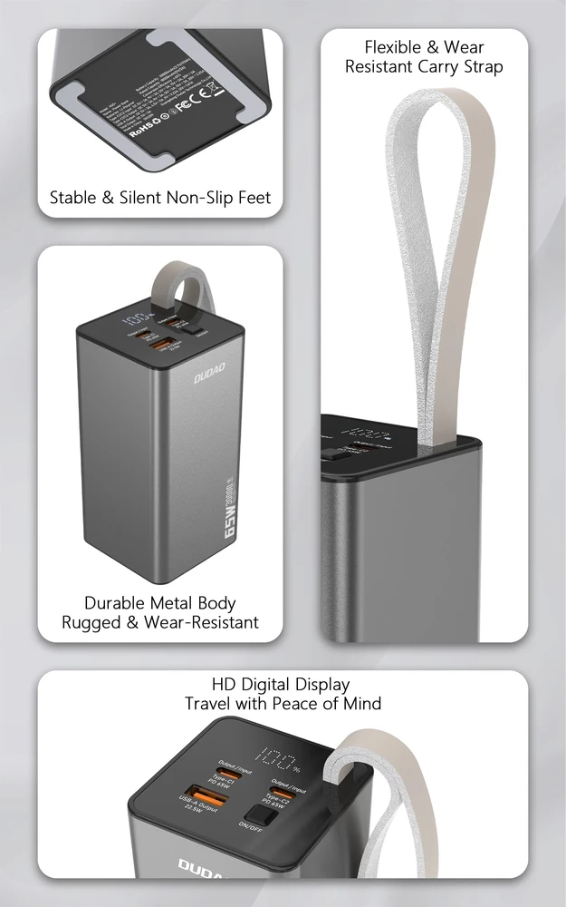 Išorinė baterija Power Bank Dudao K65+ 65W 30000mAh juoda