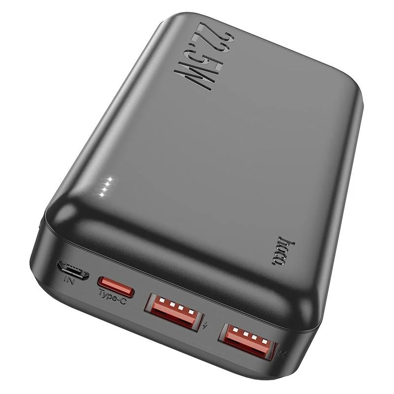 Nešiojamas įkroviklis HOCO J101A Astute, 3A, 20000 mAh, juodas, su LED indikatoriumi