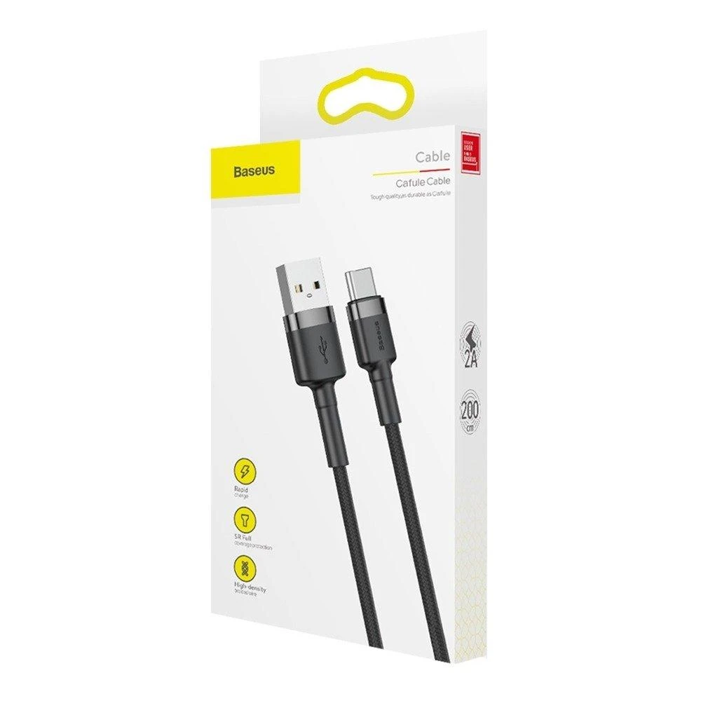 Baseus Cafule kabelis USB-C PD 2.0 QC 3.0 60W 1m - Juodas / Pilkas
