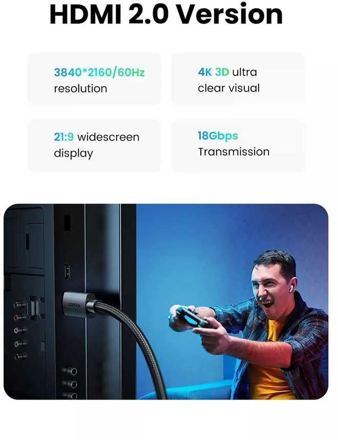 UGREEN HD119 kabelis HDMI 4K 60Hz 2m