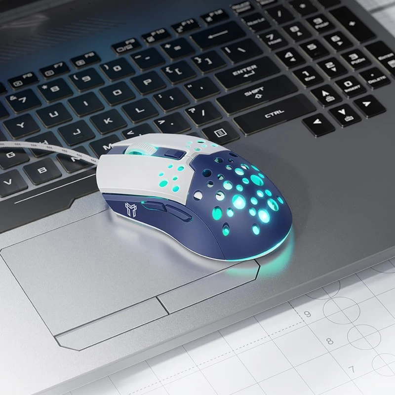 Klaviatūra Laidinė pelė Hoco GM51 Gaming balta/mėlyna