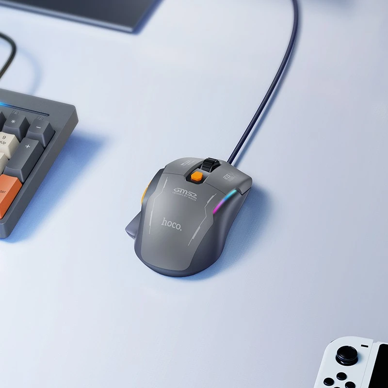 Klaviatūra Laidinė pelė Hoco GM52 RGB Gaming juoda/pilka