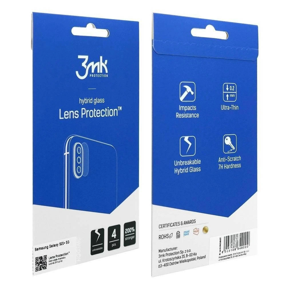 LCD apsauginė plėvelė kamerai 3MK Hybrid Glass Lens Samsung G996 S21 Plus 5G