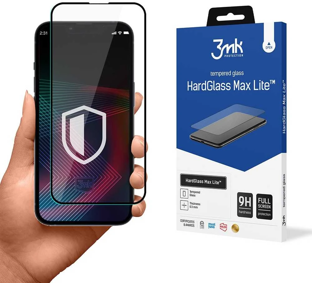 LCD apsauginis stikliukas 3mk Hard Glass Max Lite Apple iPhone 15 juodas