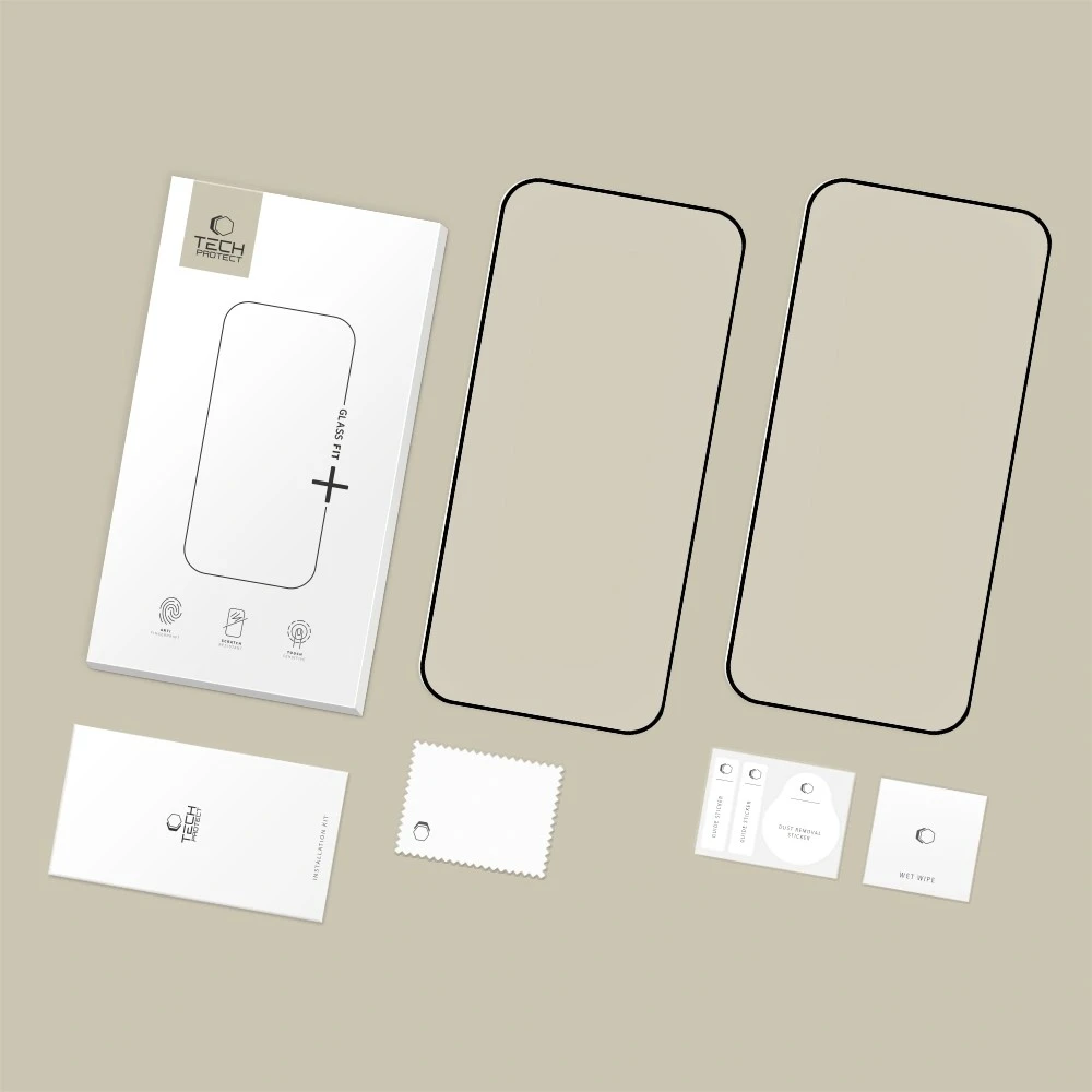 Grūdintas stiklas Tech-Protect Glass Fit+ 2 vnt. Xiaomi 17T Pro juodos spalvos