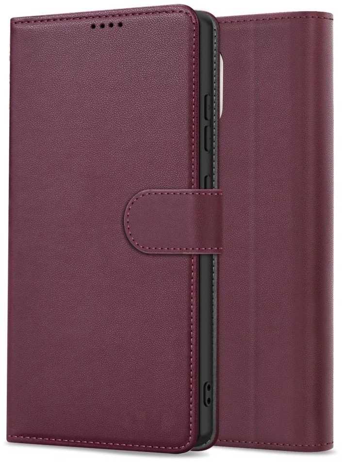 Reach Dėklas Fancy Wallet Apple iPhone 13/14 tamsiai raudonas
