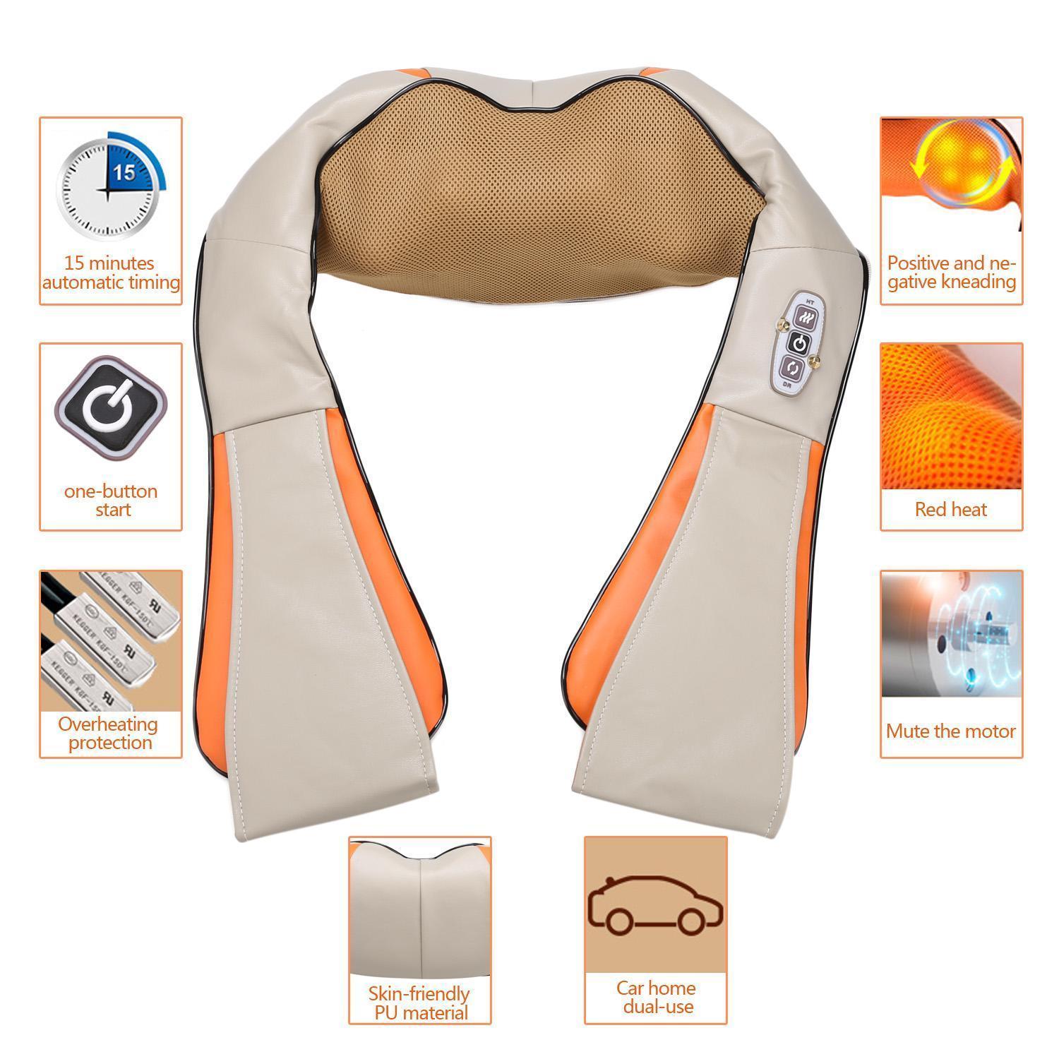 Reach Kaklo ir pečių Shiatsu masažuoklis su šildymo funkcija F718 pilkas-oranžinis