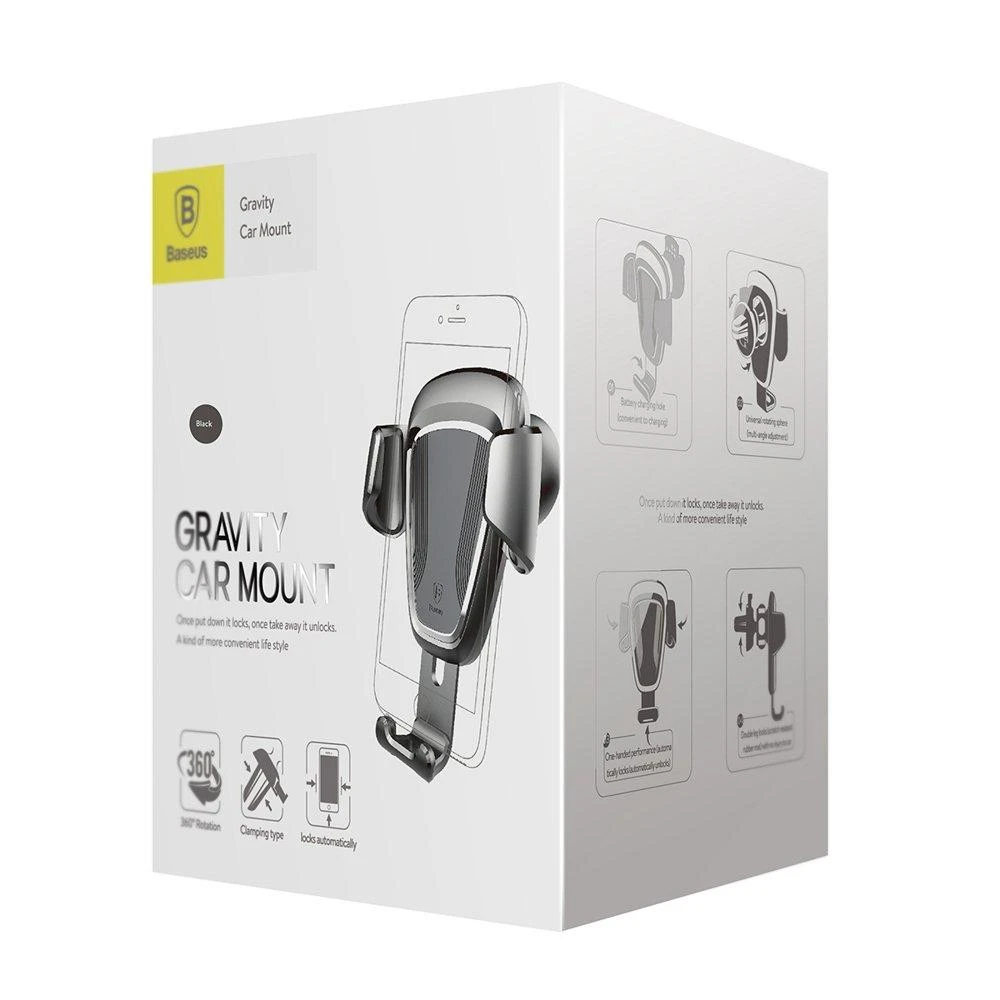Baseus gravitacinis automobilinis laikiklis į groteles - Juodas