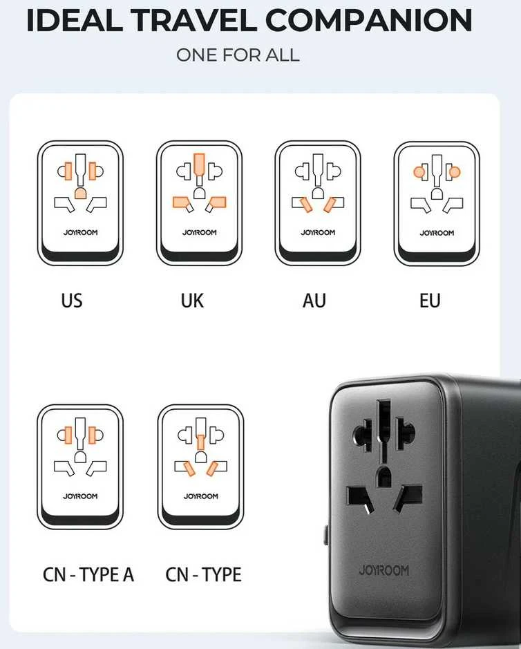 Universalus kelioninis įkroviklis Joyroom JR-TCW01 15W 3xUSB-A/USB-C juodas