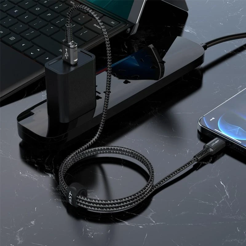 USB laidas prie Lightning Acefast C1-02, 1.2 m (juoda)