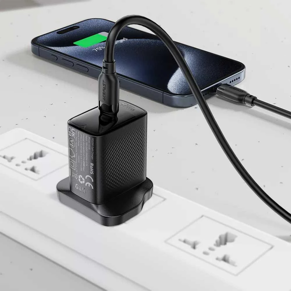USB kabelis Acefast C16-03 USB-C to USB-C 1.2m juodas
