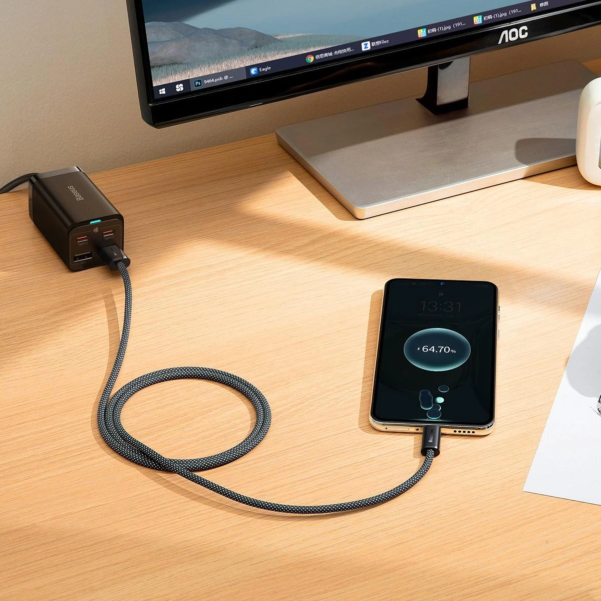 Baseus Dynamic Series USB - USB-C kabelis 100W 1m - Pilkas