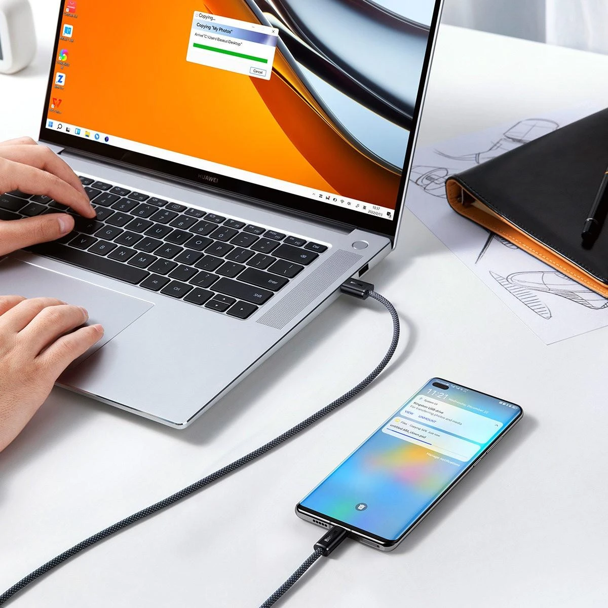 Baseus Dynamic Series USB - USB-C kabelis 100W 1m - Pilkas