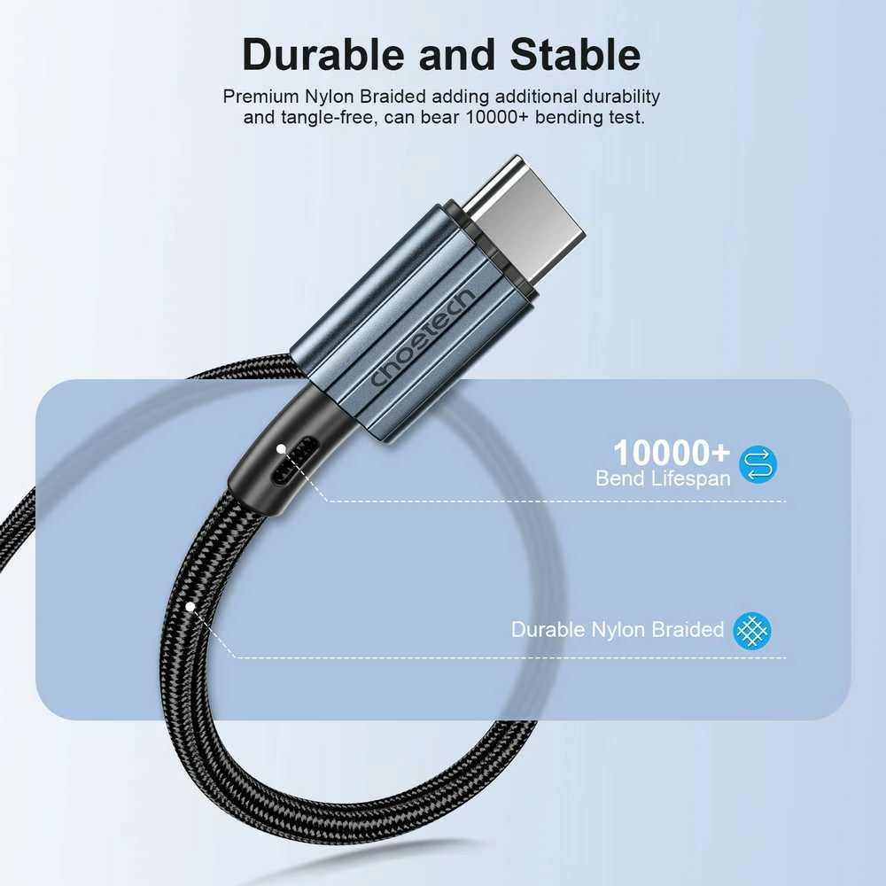 USB-C kabelis su USB-C Choetech XCC-1014, PD 60W 1.2 m (juodas)