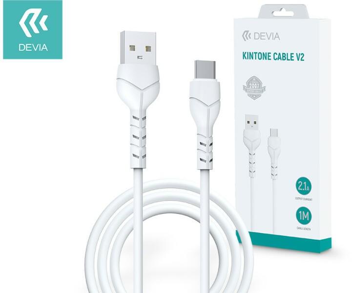 USB laidas Devia Kintone Type-C 1.0m baltas 5V 2.1A