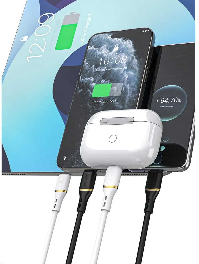 Dudao L25C USB-C laidas 1 m 60 W su minkštu silikoniniu apvadu – juodas