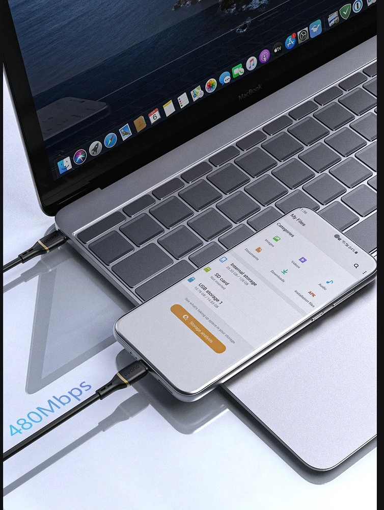 Dudao L25C USB-C - USB-C Silicone Cable 60W 1m - Baltas
