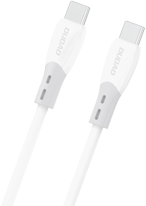Dudao L25SC 60W USB-C - USB-C laidas su minkštu silikoniniu apvadu 1m - Baltas