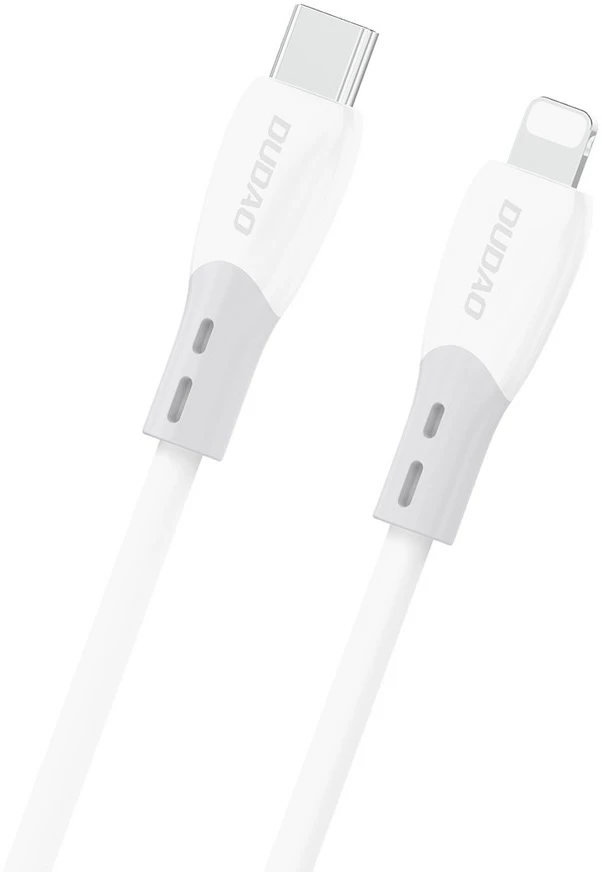 Dudao L25SX 30W USB-C - Lightning kabelis su minkštu silikoniniu apvadu 1m - Baltas