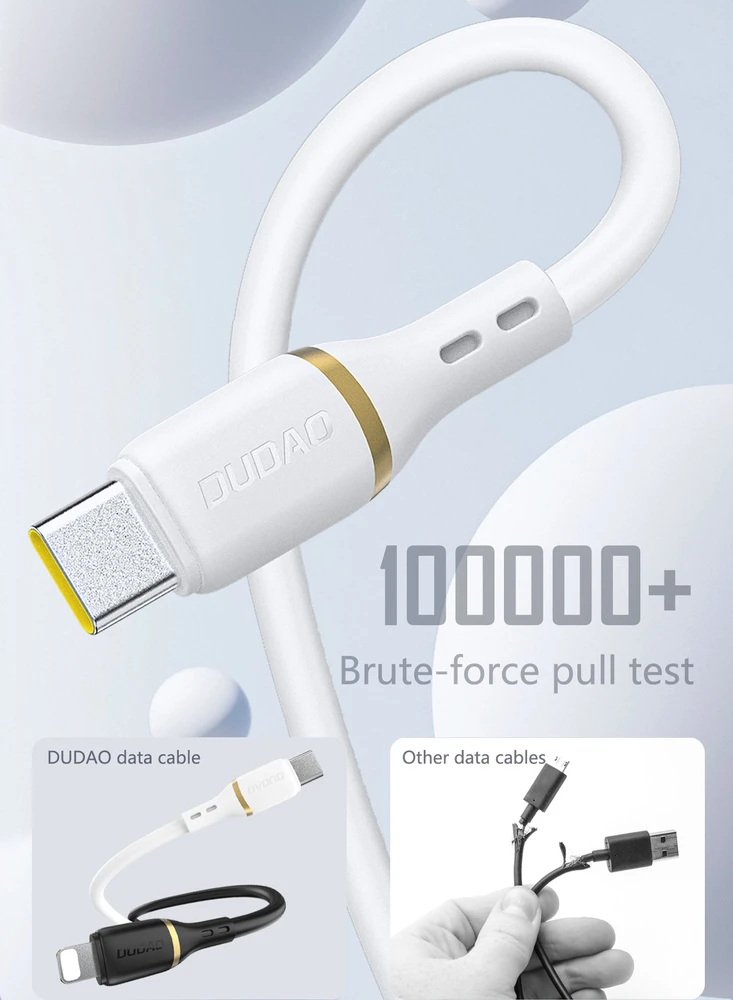 USB kabelis Dudao L25X USB-C to Lightning 30W 1.0m baltas