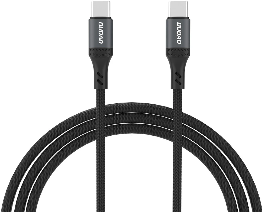 Dudao L3CC USB-C – USB-C 60W 1.2m pintas kabelis – juodos spalvos