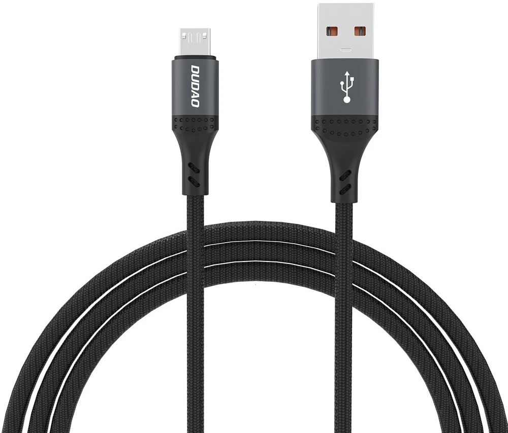 Dudao L3SM USB-A – MicroUSB 3A 1.2m Braided kabelis – juodos spalvos