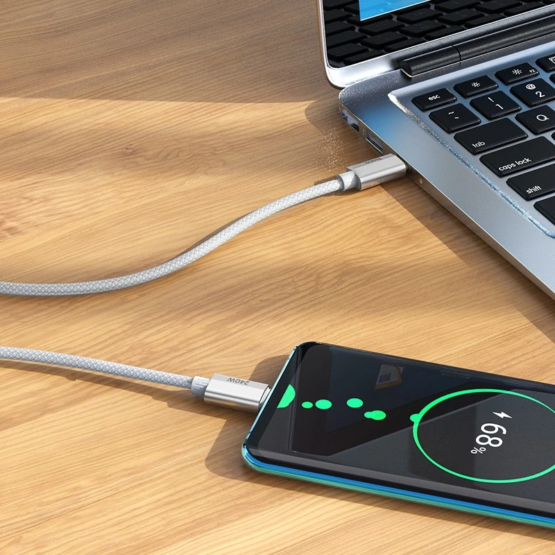 USB C į USB C laidas Hoco QC3.0 PD 5A 240W 1,8 m U134 pilka