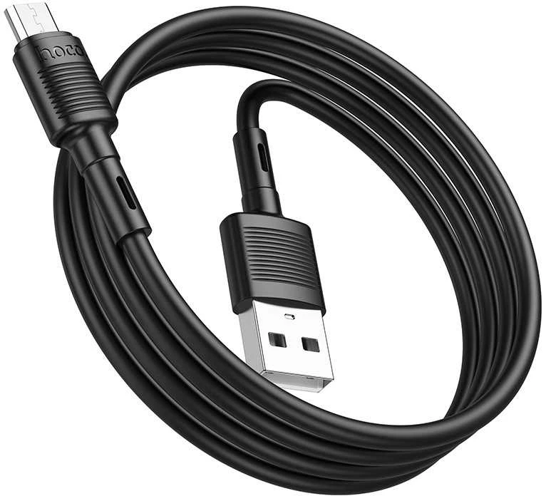 USB kabelis Hoco X83 USB-A to MicroUSB 1.0m juodas