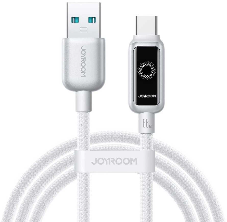Kabelis Joyroom S-A55 StarFlight 66W USB-A – USB-C 1,2m – baltos spalvos